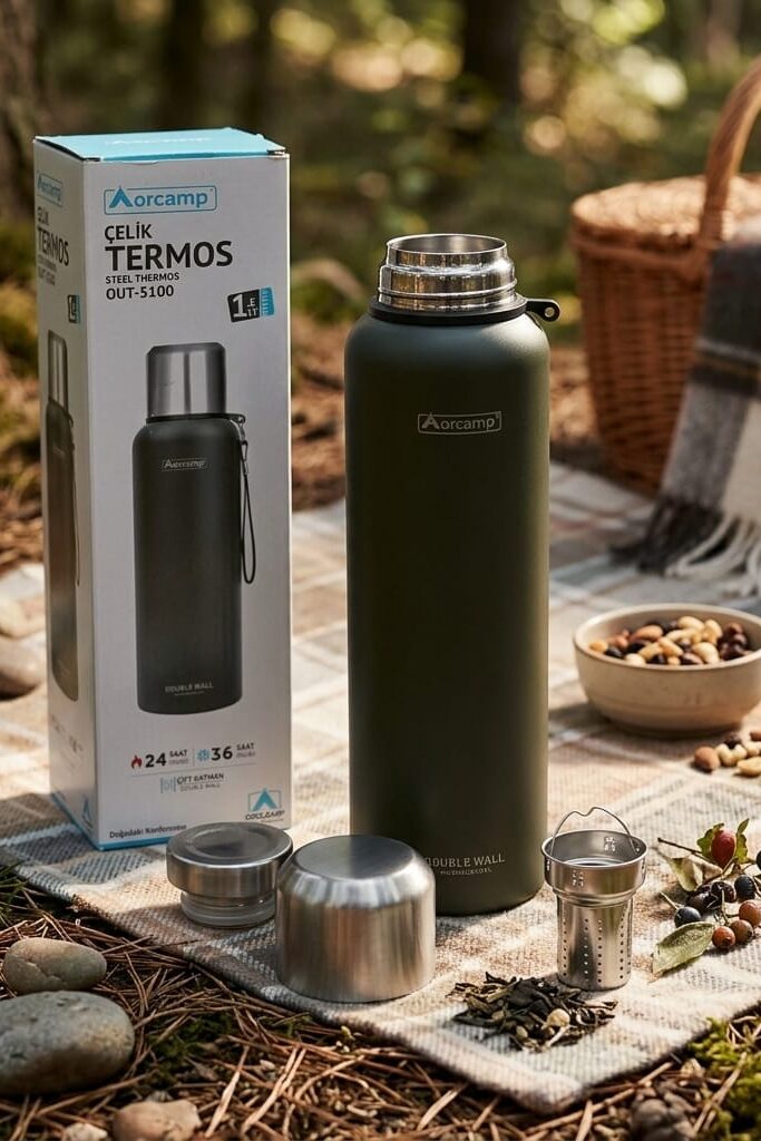 Orcamp 1500 ml Çelik Termos Siyah Vakumlu