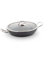 Lines Menemen Aşkı Cam Kapaklı Siyah Granit Tava 26 cm