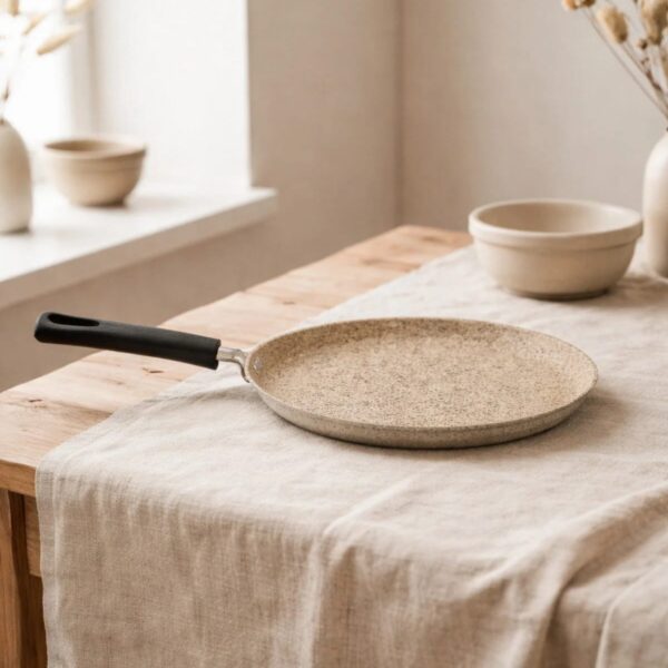 Falez Creamy Granit Krep Tava 24 cm Krem