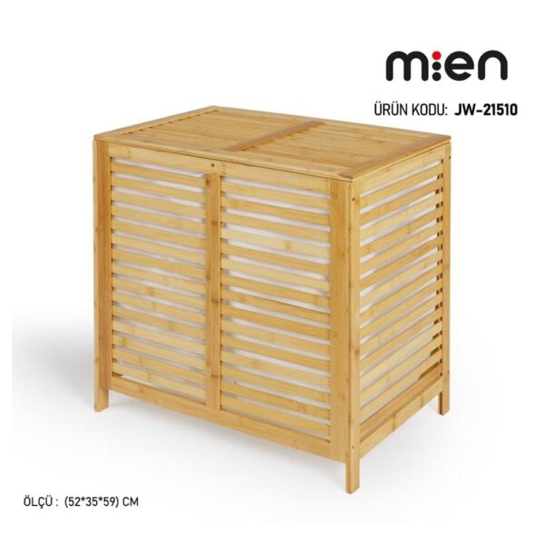 Mien Bambu Çamaşır Sepeti JW-21510 | 2 Bölmeli 52.8x35x59 cm