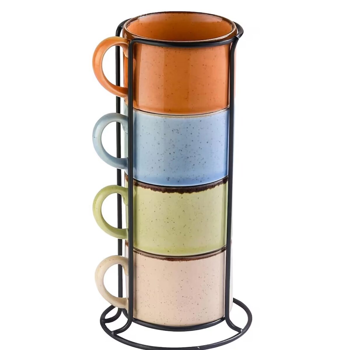 PASHA Home Metal Standlı Porselen Renkli Kupa Seti 4 Kişilik - 180ml - Görsel 2