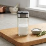 Tohana Döner Kapaklı Kare Cam Tuzluk - Şeffaf / Siyah - 100 ml - Görsel 2
