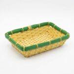 Paçi Orta Boy Dikdörtgen Hasır Görünümlü Ekmek Sepeti 25x17x6 cm Sarı Yeşil - Görsel 2