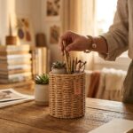 Mien Rattan Dekoratif Saksı Çok Amaçlı Kalemlik 11x11 cm - Görsel 2
