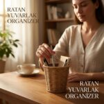 Mien 1634 Rattan Yuvarlak Masaüstü Organizer Çok Amaçlı Kalemlik - Görsel 2