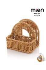 MİEN Rattan Sentetik Hasır Peçetelik Organizer 13,5x11x13 cm - Görsel 2
