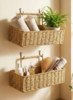 Ege Dikdörtgen Askılı Hasır Görünümlü 2'li Rattan Organizer Sepet 32x13 cm 29x10 cm - Görsel 2