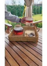 MIEN-516 3'lü Rattan Tepsi Seti Hasır Sunum Tepsisi - Görsel 2
