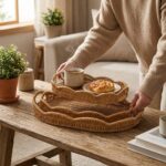 MIEN Oval Rattan Tepsi 3'lü Seti Doğal Hasır BB6072 - Görsel 2