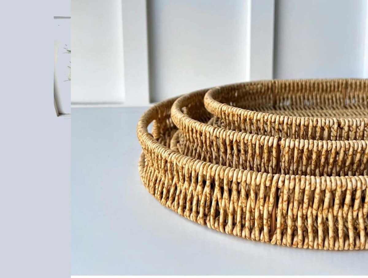 MIEN-483 Sentetik Rattan Oval Sunum Tepsisi 3'lü Set - Görsel 2