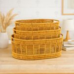 Mien 3'lü Oval Rattan Organizer Sepet Seti - Görsel 2