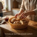 MIEN-BB6062 Yuvarlak Sentetik Rattan Ekmek Sepeti 24 cm - Görsel 2