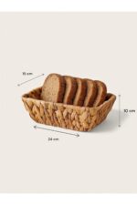 Allegri El Yapımı Hasır Örme Dikdörtgen Ekmek Sepeti 24x15x10 cm - Görsel 2