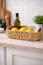ALLEGRI Hasır Oval Ekmek Sepeti Mutfak Düzenleyici Çok Amaçlı Organizer 32x12x8 cm - Görsel 2