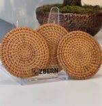 ZBERN 3'lü Rattan Bardak Altlığı Fincan Kupa Matı 10x10 cm - Görsel 2
