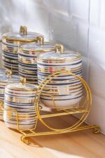 Acar Carmel 8 Parça Porselen Metal Standlı Baharat Takımı - Görsel 2