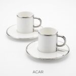 Acar Porselen 2'li Gümüş Yaldızlı Kahve Fincan Seti 90 ml - Görsel 2