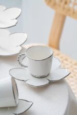 Acar Joyce Silver/Gold 2 Kişilik Porselen Standlı Kahve Fincan Takımı - Görsel 2