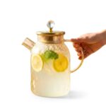 DELİSOGA Ateşe Dayanıklı Altın Kapaklı Cam Demlik 1600 ml - Görsel 2