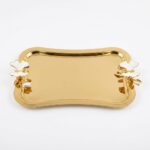 MNR-M8211 Beyaz Kelebek Desenli Gold Detaylı Dekoratif Tepsi Sunumluk - Görsel 2