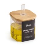 Perotti Cubes Borosilikat 170 ml Bambu Kapaklı Yağlık Sirkelik 6x6 cm - Görsel 2