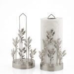 Leila Zeytin Dallı Gümüş Metal Kağıt Havluluk ve Peçetelik Seti 29x13x12 cm - Görsel 2