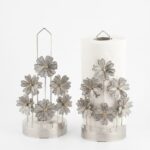 Leila Üç Boyutlu Çiçekli Gümüş Metal Kağıt Havluluk 29x13x12 cm - Görsel 2