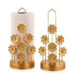 Leila Home Papatya Desenli Altın Metal Kağıt Havluluk ve Peçetelik 29x13x12 cm - Görsel 2