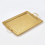 Cooker Battal Boy Dikdörtgen Gold Metal Sunum Tepsisi 45x30 cm - Görsel 2