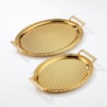 Cooker 2'li Lüx Oval Gold Paslanmaz Çelik Tepsi Seti - Görsel 2