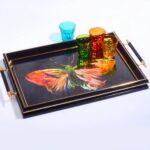 Kosova SA-248 Lüks Kulplu Dikdörtgen Sunum Tepsisi 50x31 cm - Siyah - Görsel 2