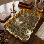Leila Luna Hanedan Desenli Altın Tepsi 40x28 cm BKZ-PLS6009 - Görsel 2