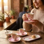 Royal Charme Veronica Çiçek Desenli Porselen Çay Fincan ve Sunum Takımı - Pembe - Görsel 2