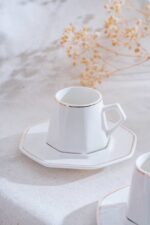ACAR Elara Gold 6 Kişilik Porselen Kahve Fincan Takımı 90 ml - Görsel 3