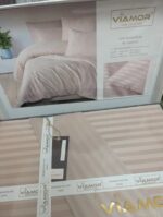 Viamor Çizgili Saten Çift Kişilik Nevresim Takımı - Bej - Görsel 3