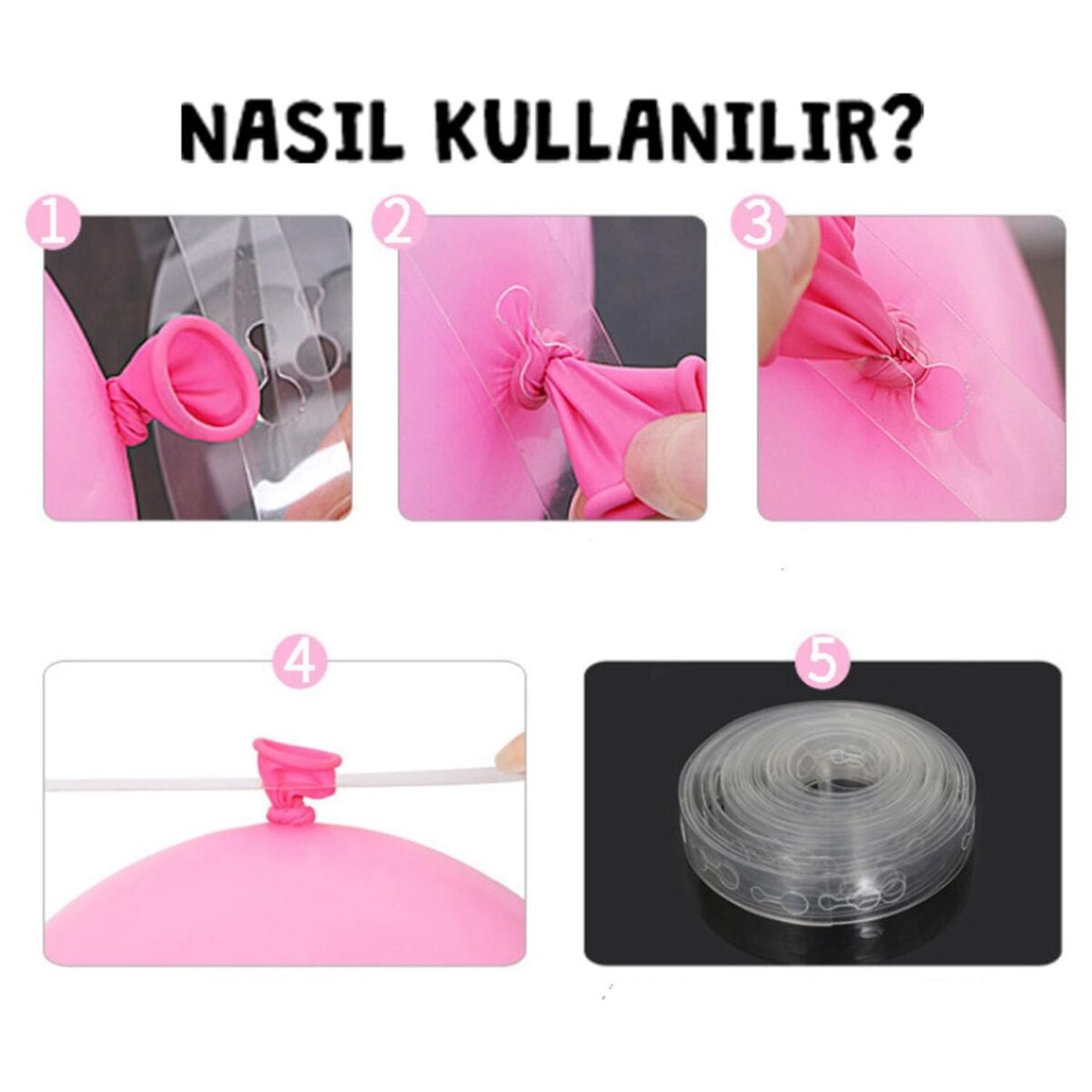 Balon Zincir Aparatı 5 Metre Şeffaf Dekorasyon Şeridi - Görsel 3