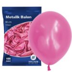 Metalik Balon 12 İnç 30 Cm Pembe 100'lü Paket - Görsel 3
