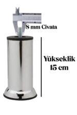 15 cm Krom Metal Mobilya Ayağı M8 Dişli Kanepe Baza Yükseltme Ayağı - Görsel 2