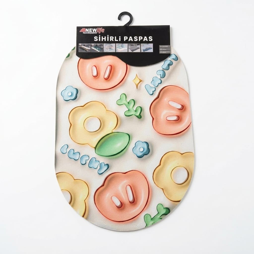 New Life 3 Boyutlu Oval Banyo Paspası 58x38 cm