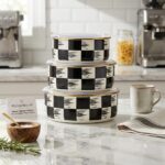 Kitchen Beyond 3'lü Emaye Saklama Kabı Seti Dama Desenli Vakumlu