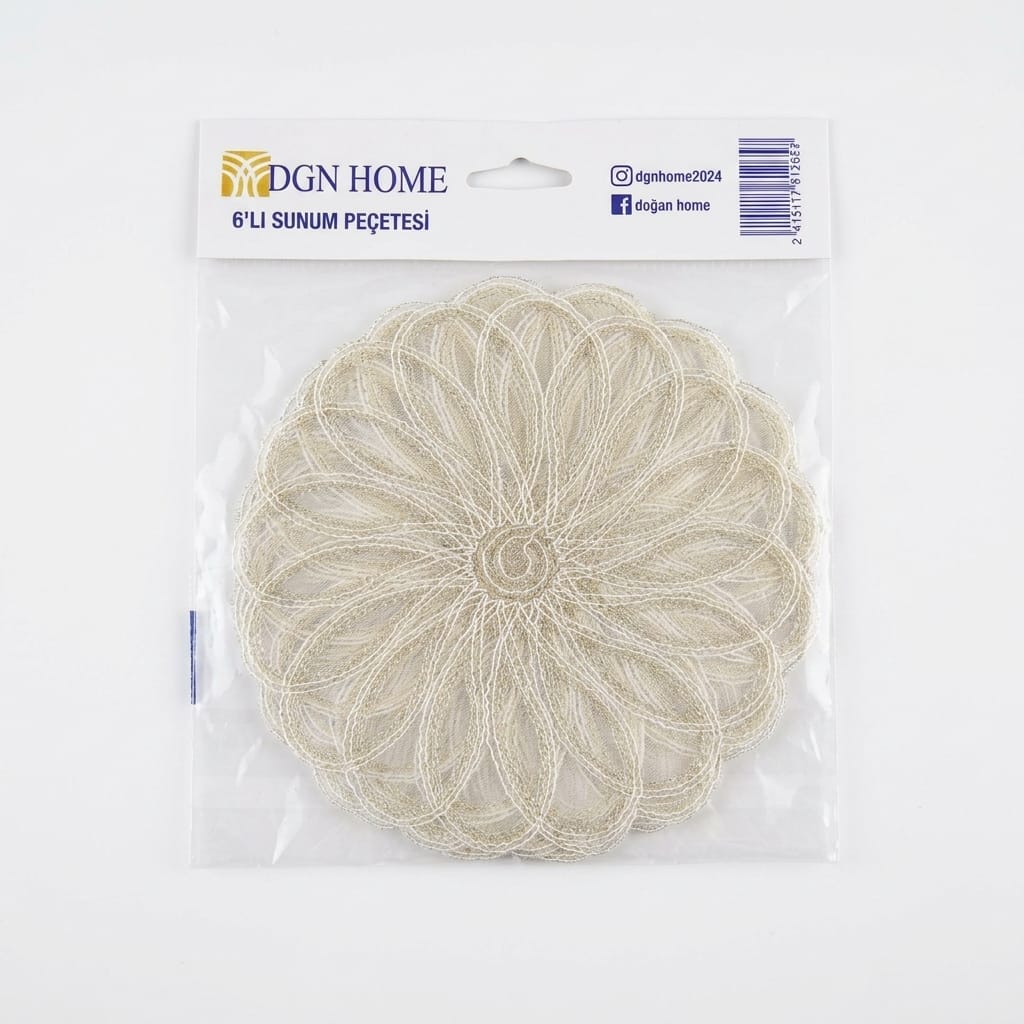 DGN Home Desenli 6'lı Sunum Peçetesi 15 cm