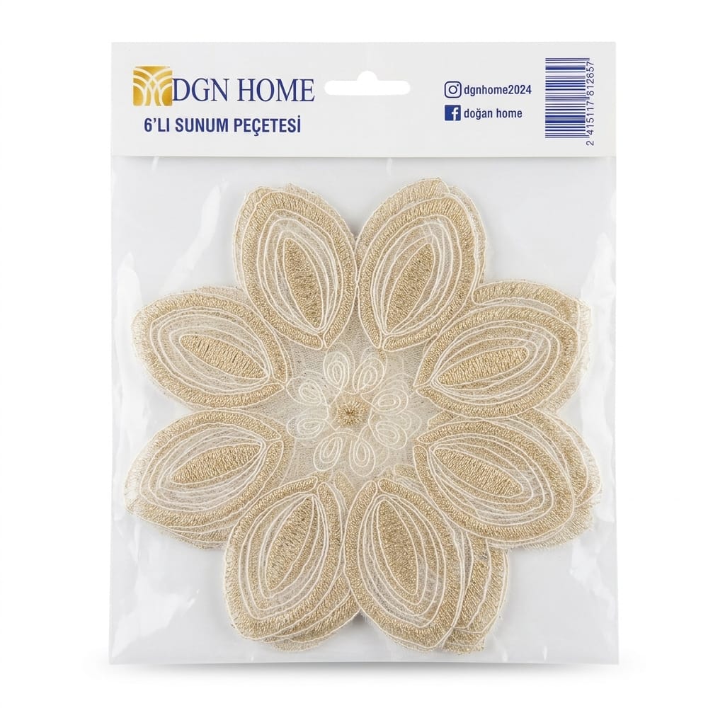 DGN Home P01 Desenli 6'lı Sunum Peçetesi 15 cm