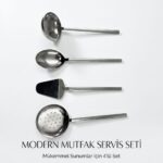 İlkChef 4 Parça Modern Mutfak Servis Seti Paslanmaz Çelik Sunum Gereçleri