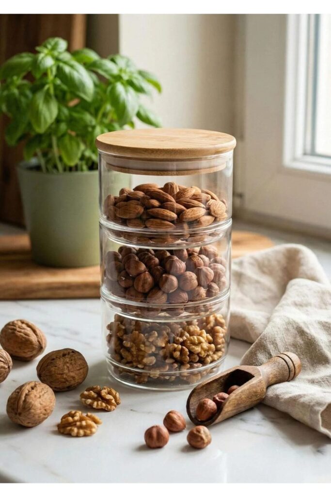 3 Katlı Cam Saklama Kabı Seti 4 Parça 200 ML
