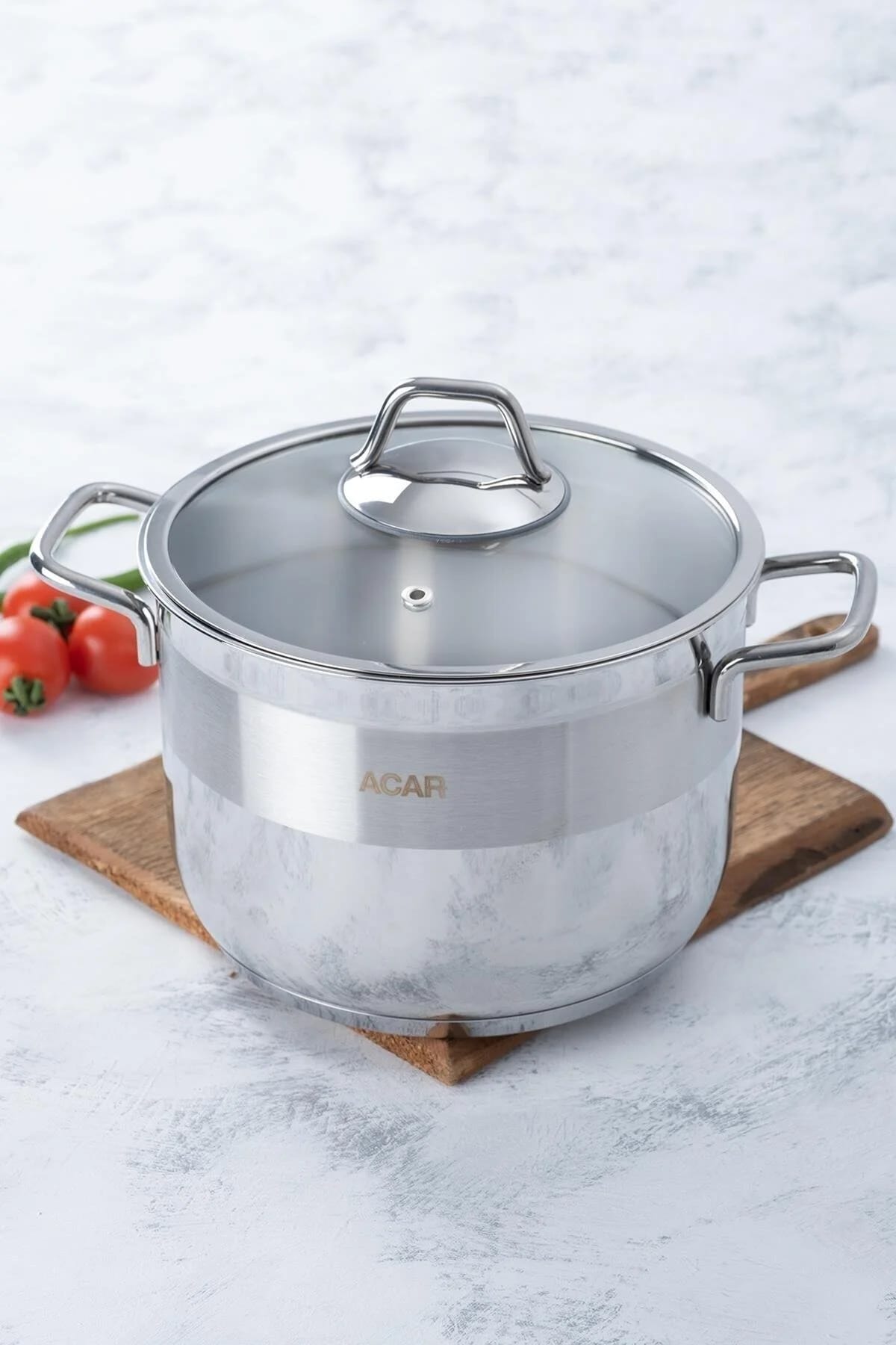8690000804405-image-1 Acar Karat Xl 20 cm Derin Çelik Tencere 4.25 Lt Cam Kapaklı