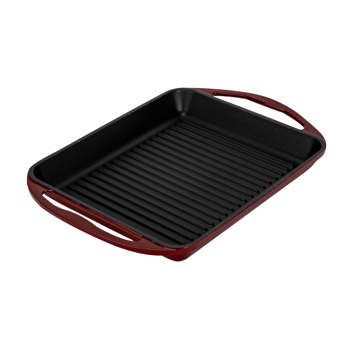 LAVA Dikdörtgen Döküm Demir Yekpare Çift Kulplu ızgara Tava 26x32 cm Bordo