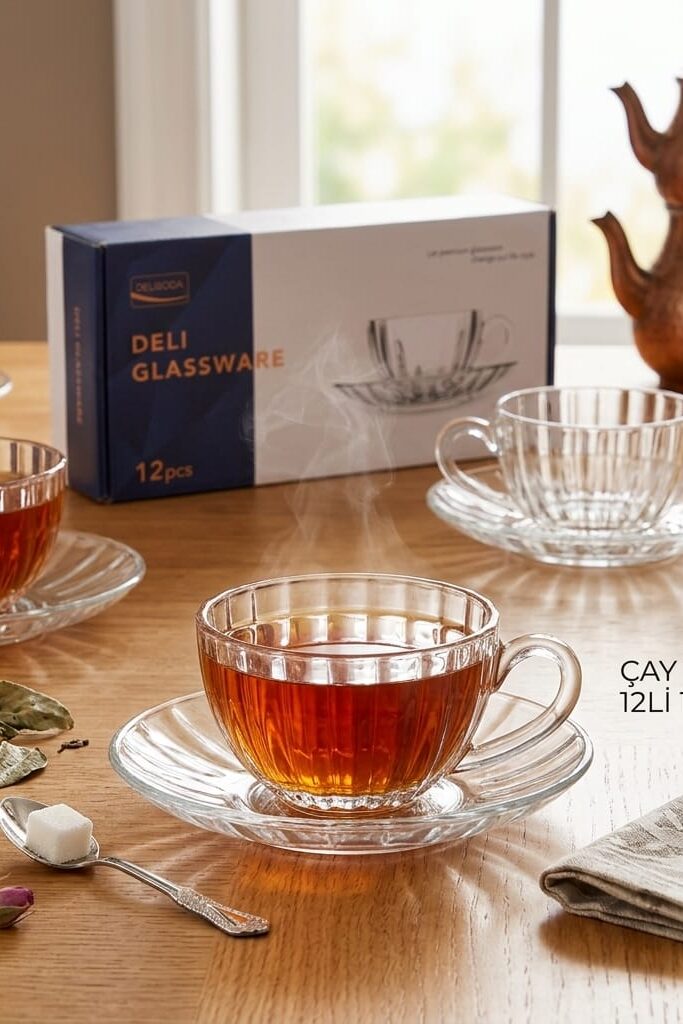 Delisoga CF025/L12 6 Kişilik Cam Çay Seti 12 Parça 170 ml