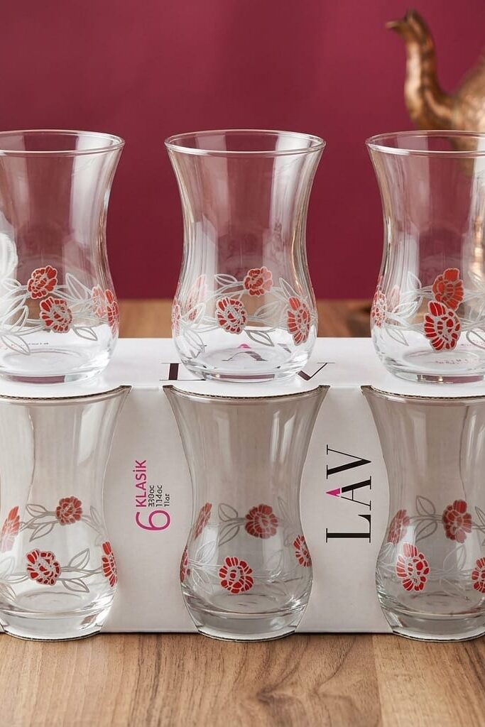 LAV Klasik Çiçekli Çay Bardağı 6'lı Set 115 cc