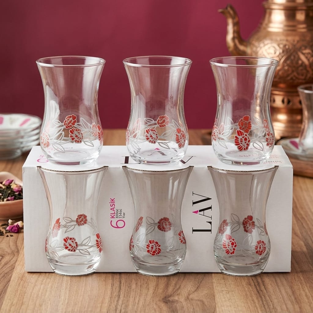 8692952050978-image-1 LAV Klasik Çiçekli Çay Bardağı 6'lı Set 115 cc