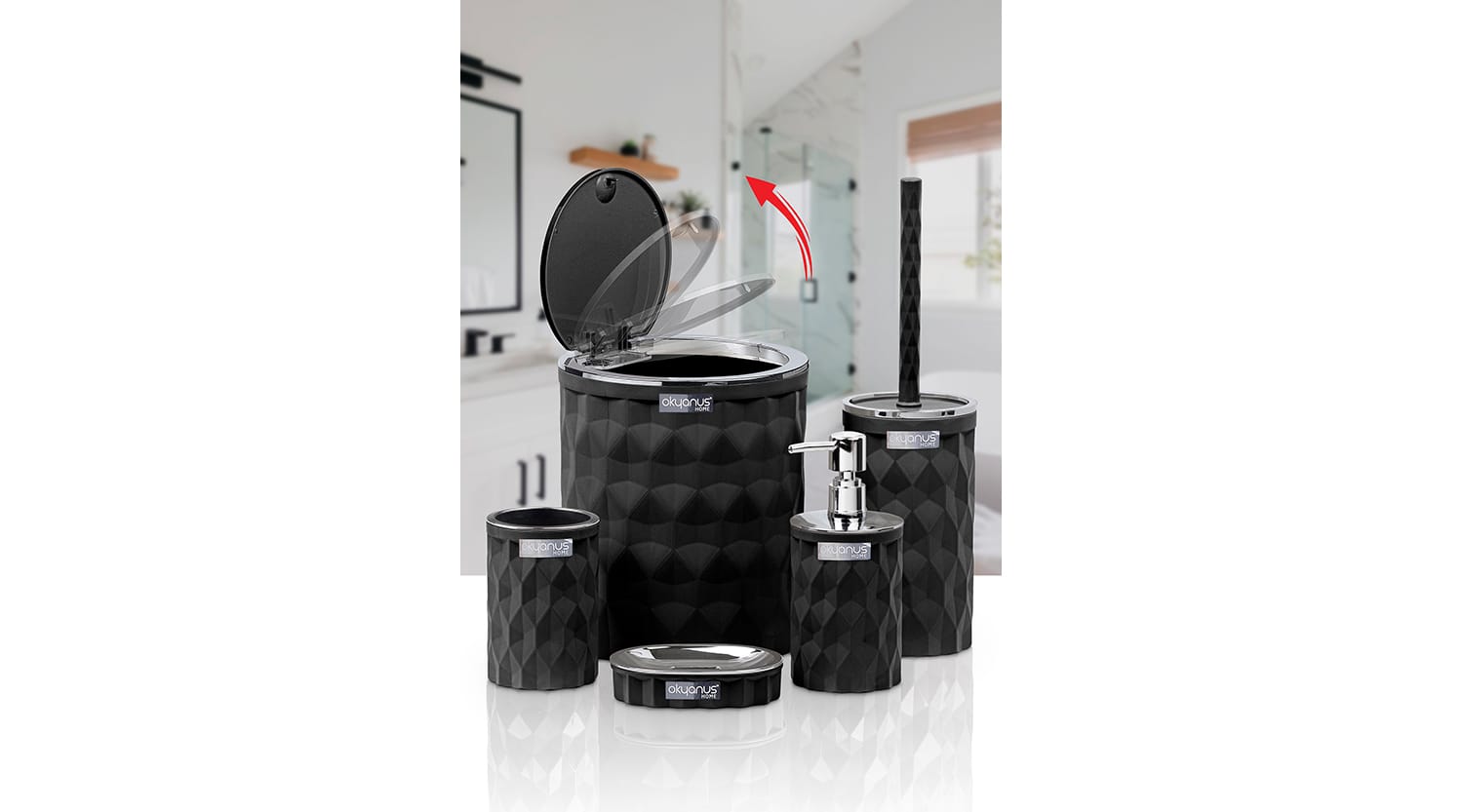 Diamond 5'li Banyo Seti Krom Siyah